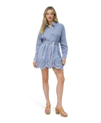 Women's Sunday Somewhere Denim Broderie Mini Shirt Dress