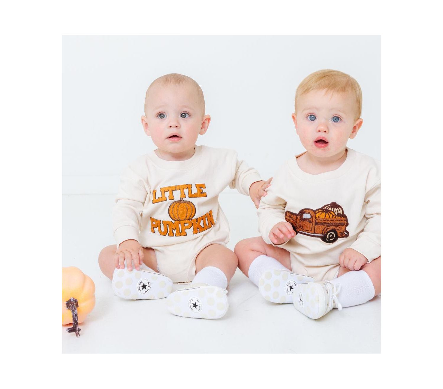 Baby Girl and Boy Little Pumpkin Patch Long Sleeve Romper