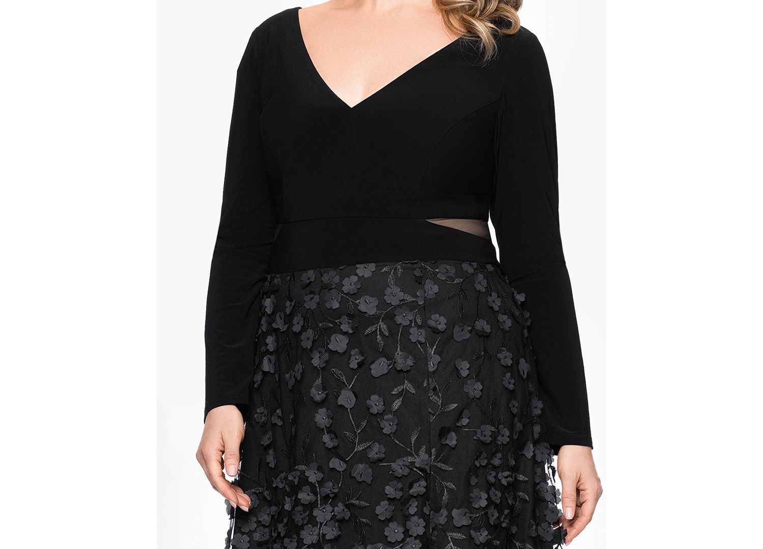 Plus Size Long Sleeve Embellished Dress