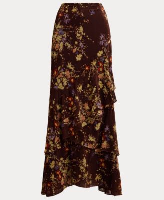 Women's Floral Print Tiered Maxi Skirt