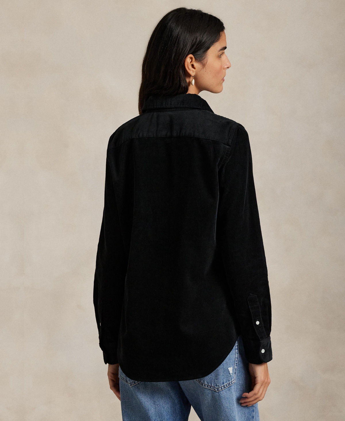 Polo Ralph Lauren Women's Classic-fit Cotton Corduroy Shirt In Black