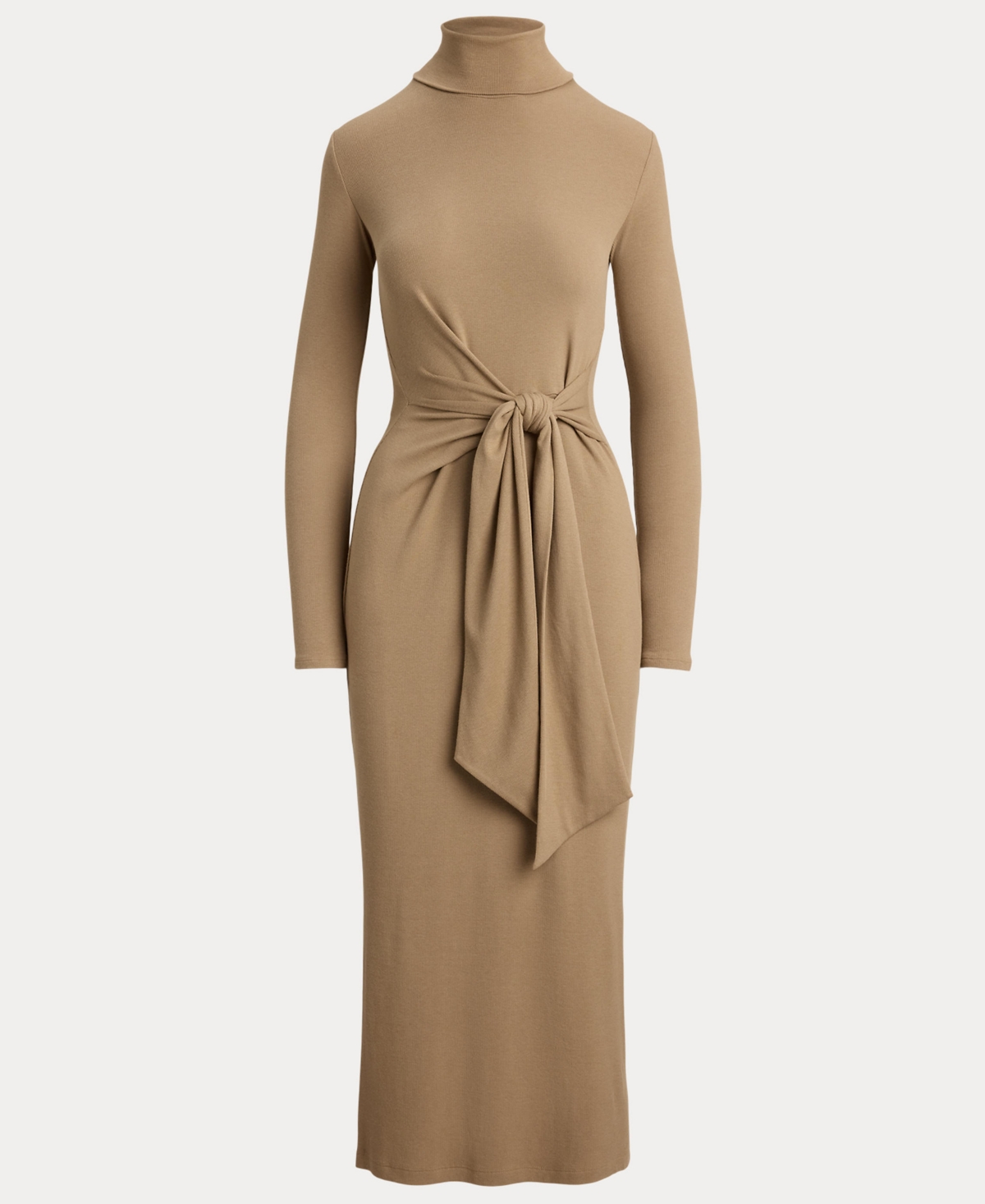 Ralph Lauren Tie-front Turtleneck Dress In Brown