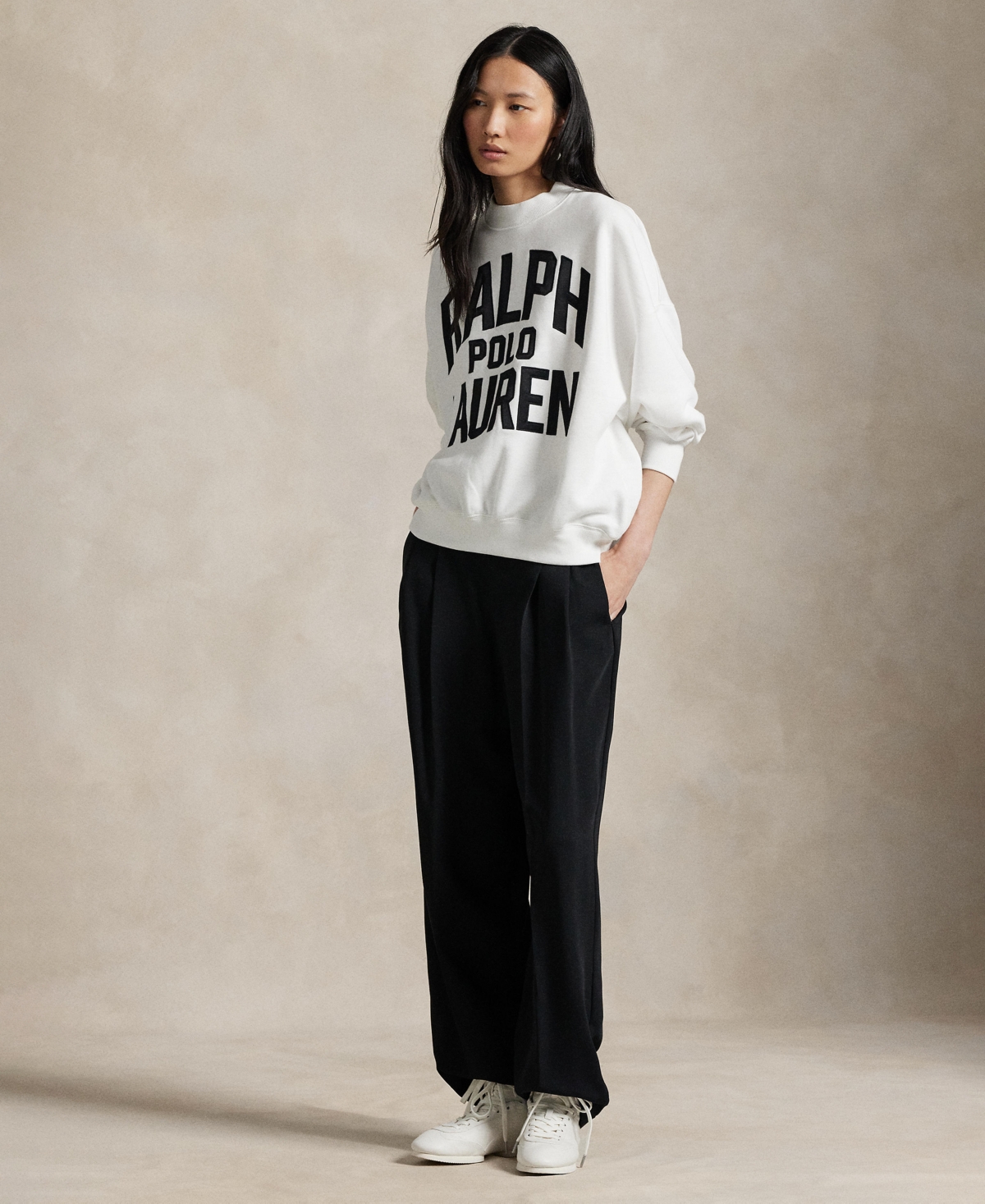 Polo Ralph Lauren Crew Neck Sweatshirt With Logo And Ribbed Cuffs In White
