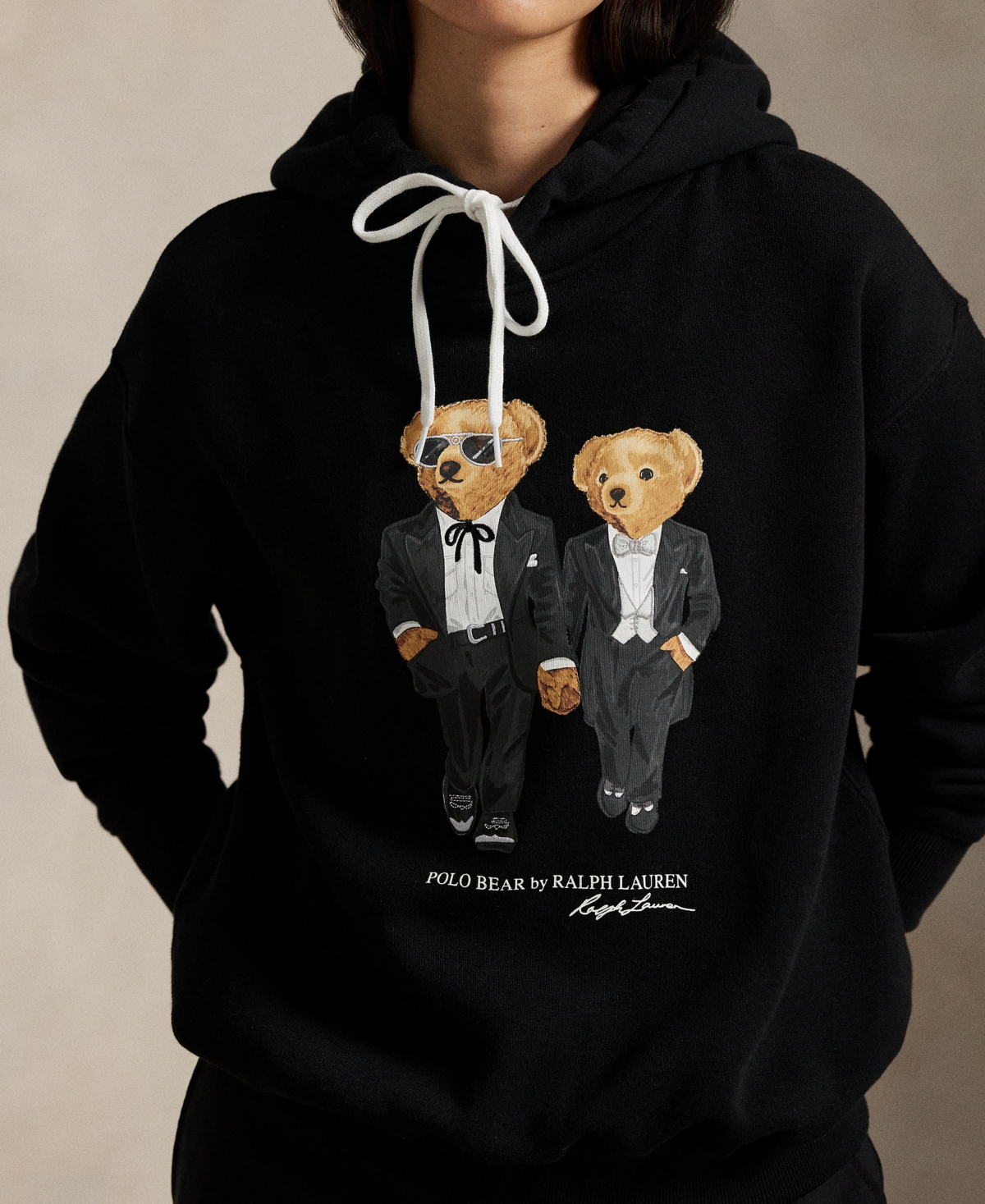 Polo Ralph Lauren Bear-print Hoodie In Black