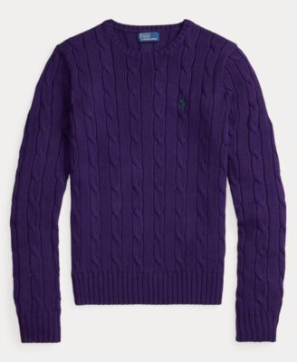 Women's Cable-Knit Cotton Crewneck Sweater