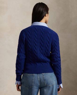 Women's Cable-Knit Wool-Cashmere Cardigan Sweater