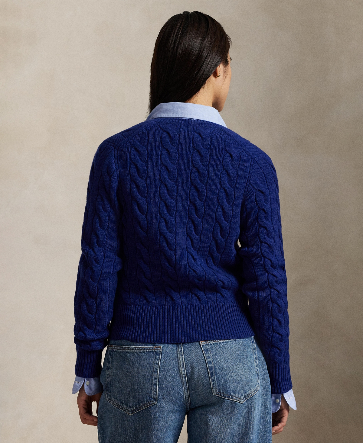 Polo Ralph Lauren Women's Cable-knit Wool-cashmere Cardigan Sweater In Blue