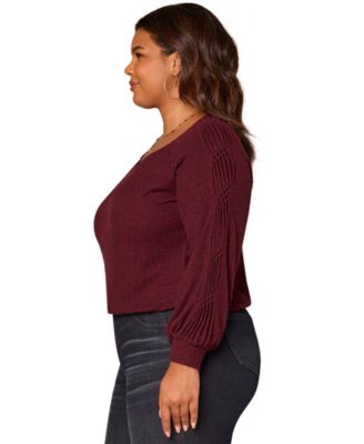 Plus Size Long Sleeve Cased Hem Knit Top