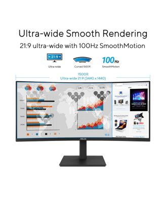 VA34VCPSR 34" 21:9 UWQHD 100Hz USB-C Docking Curved VA LED Monitor, Black
