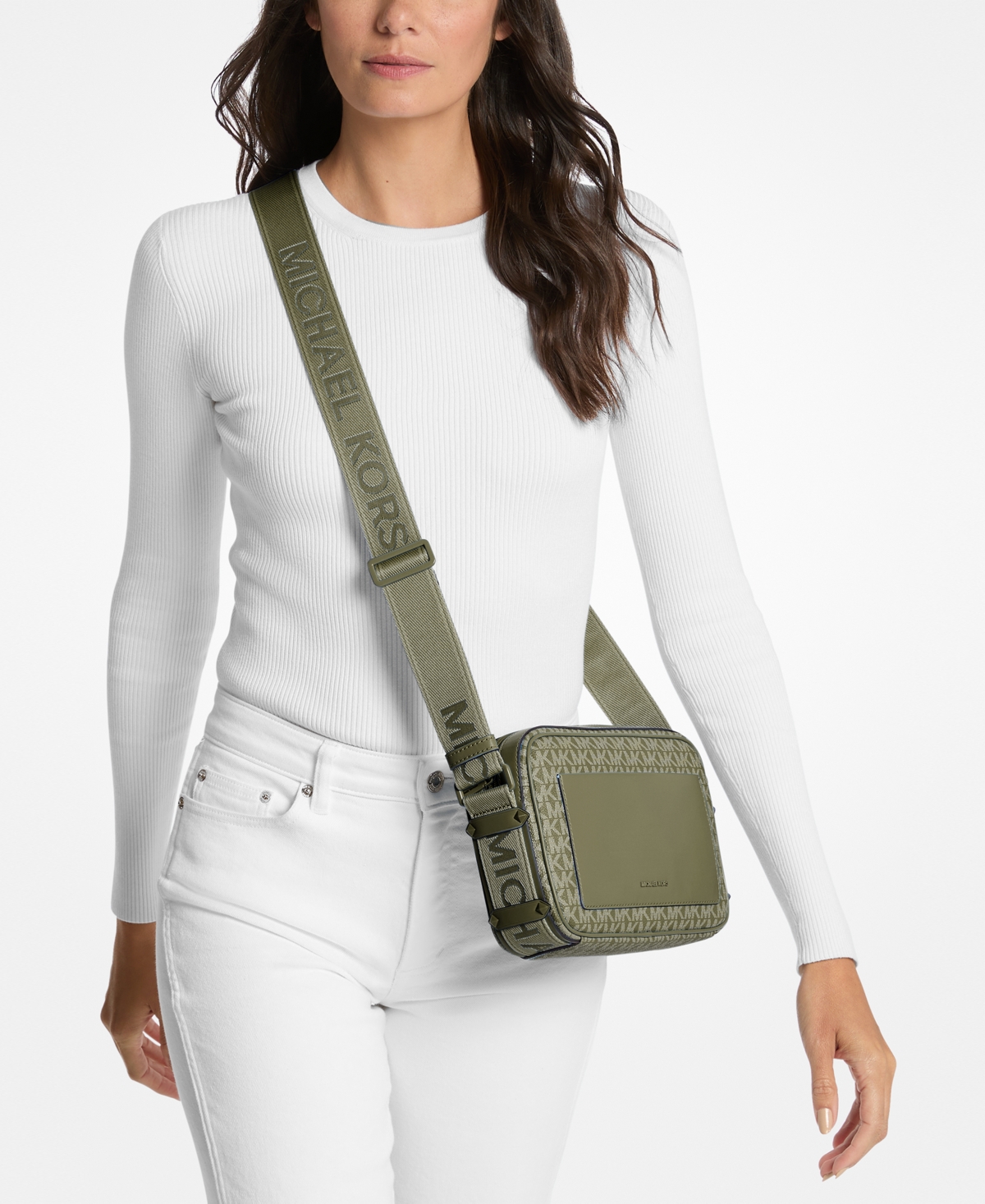 Michael Kors Maeve East West Pocket Crossbody Bag In Green