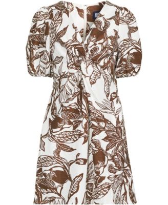 Women's Linen Above the Knee Puff Sleeve Dress