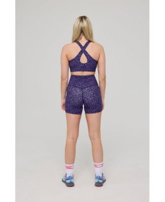 Women's Infinite High Waisted Shorts - Purple Leopard