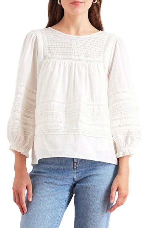 Женская блузка Paneros Clothing Cotton Dawn with lace in Off White, цвет: Молочный белый