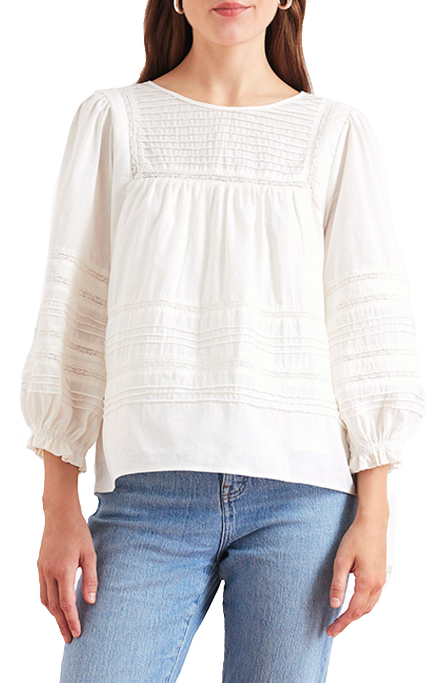 Women's Cotton Dawn Blouse with lace in Off White
