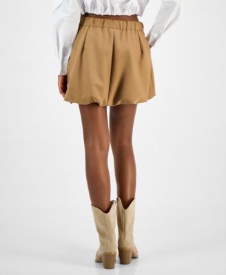 Women's Tie-Waist Bubble-Hem Mini Skirt