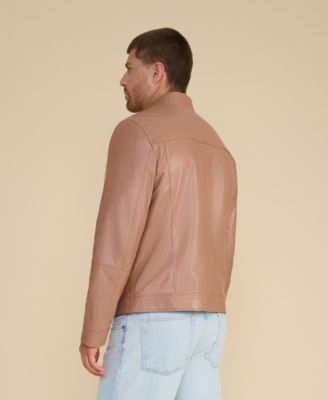 Men's Leather Racer Jacket, Created for Macy's