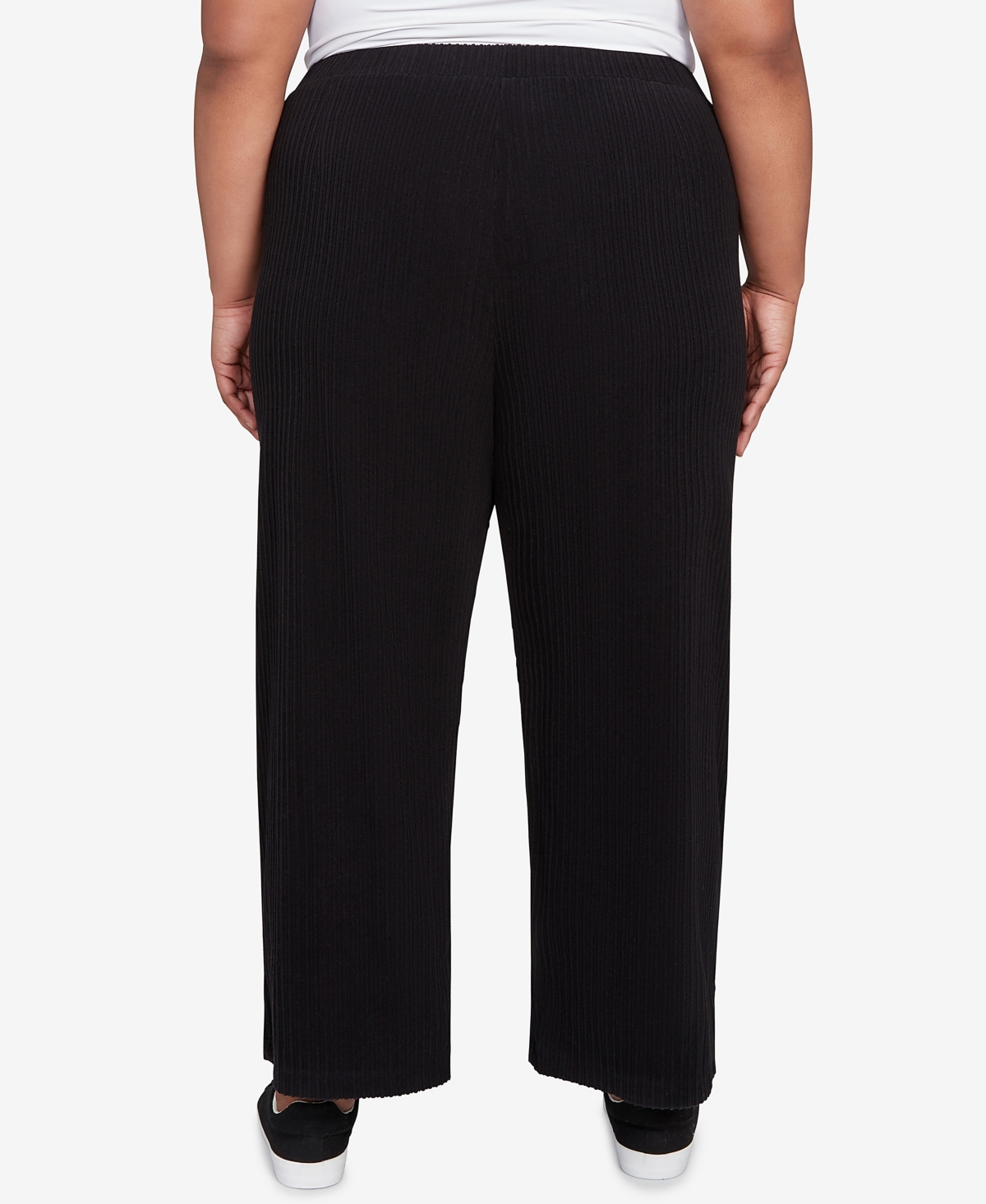 Alfred Dunner Plus Size Lake Champlain Ribbed Knit Ankle Pants In Black