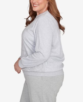 Plus Size Casual Vibe Embroidered Patchwork Long Sleeve Top