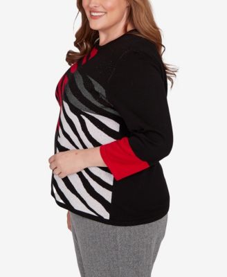Plus Size Jet Setter Zebra Colorblock Long sleeve Sweater
