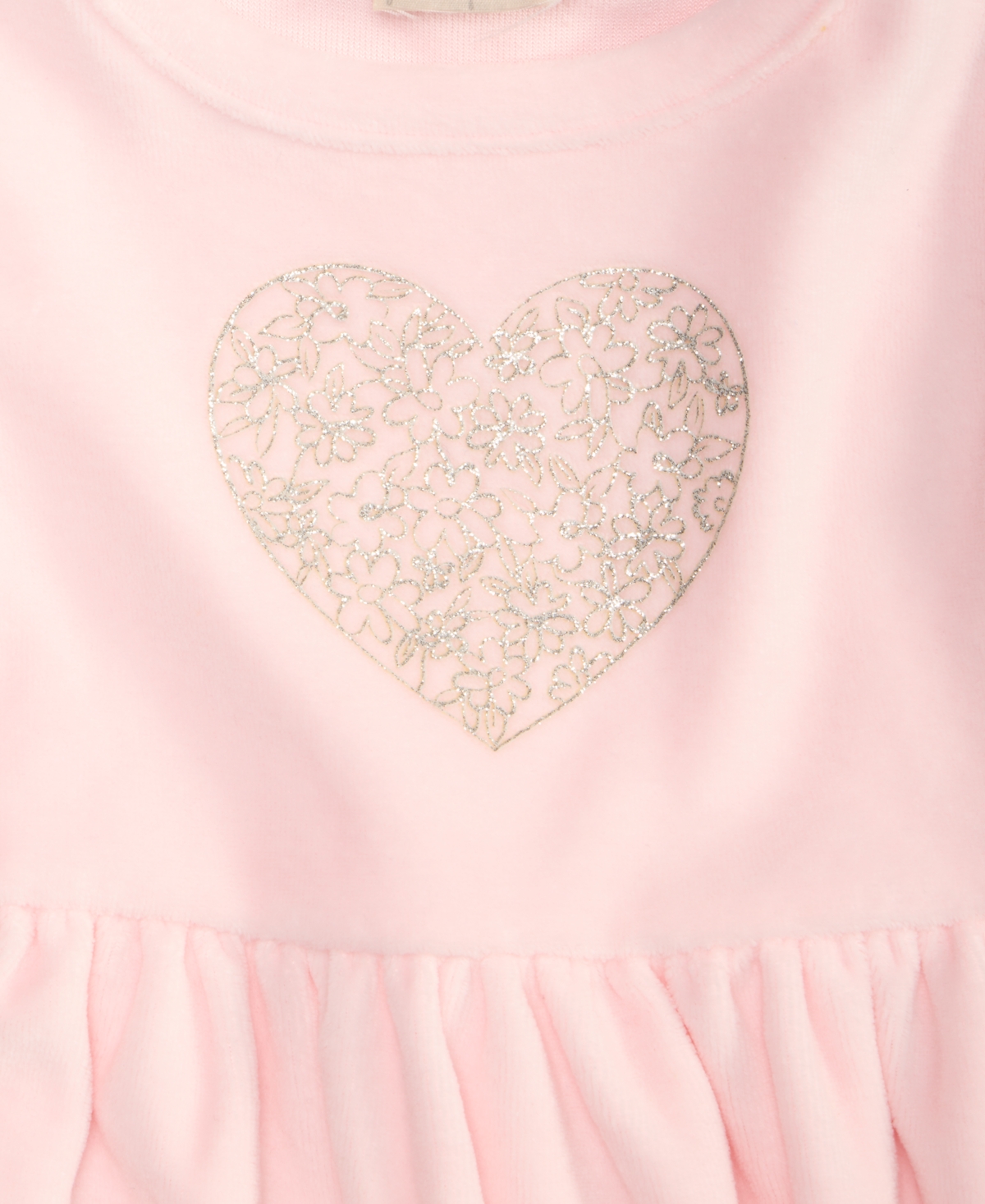 First Impressions Baby Girls Glitter Floral Heart Long-Sleeve Velour Dress, Macy's Exclusive