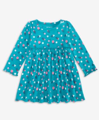 Baby Girls Party Floral Rib Long-Sleeve Dress, Macy’s Exclusive 