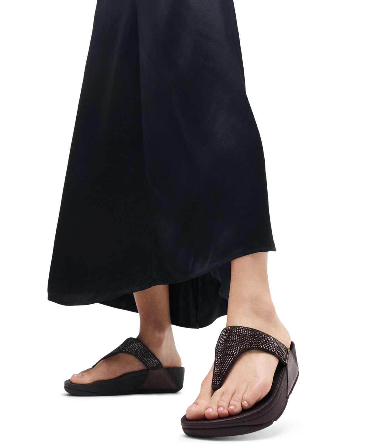 Fitflop Lulu Crystal Embellished Toe-post Sandals In Brown