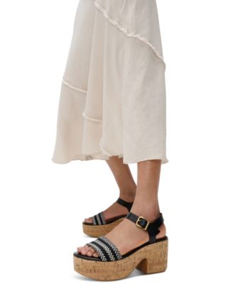 Women's Plattforms V-Weave Heeled Ankle-Strap Sandals