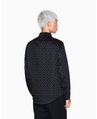 Men's Allover Letter Logo Satin Woven Shirt