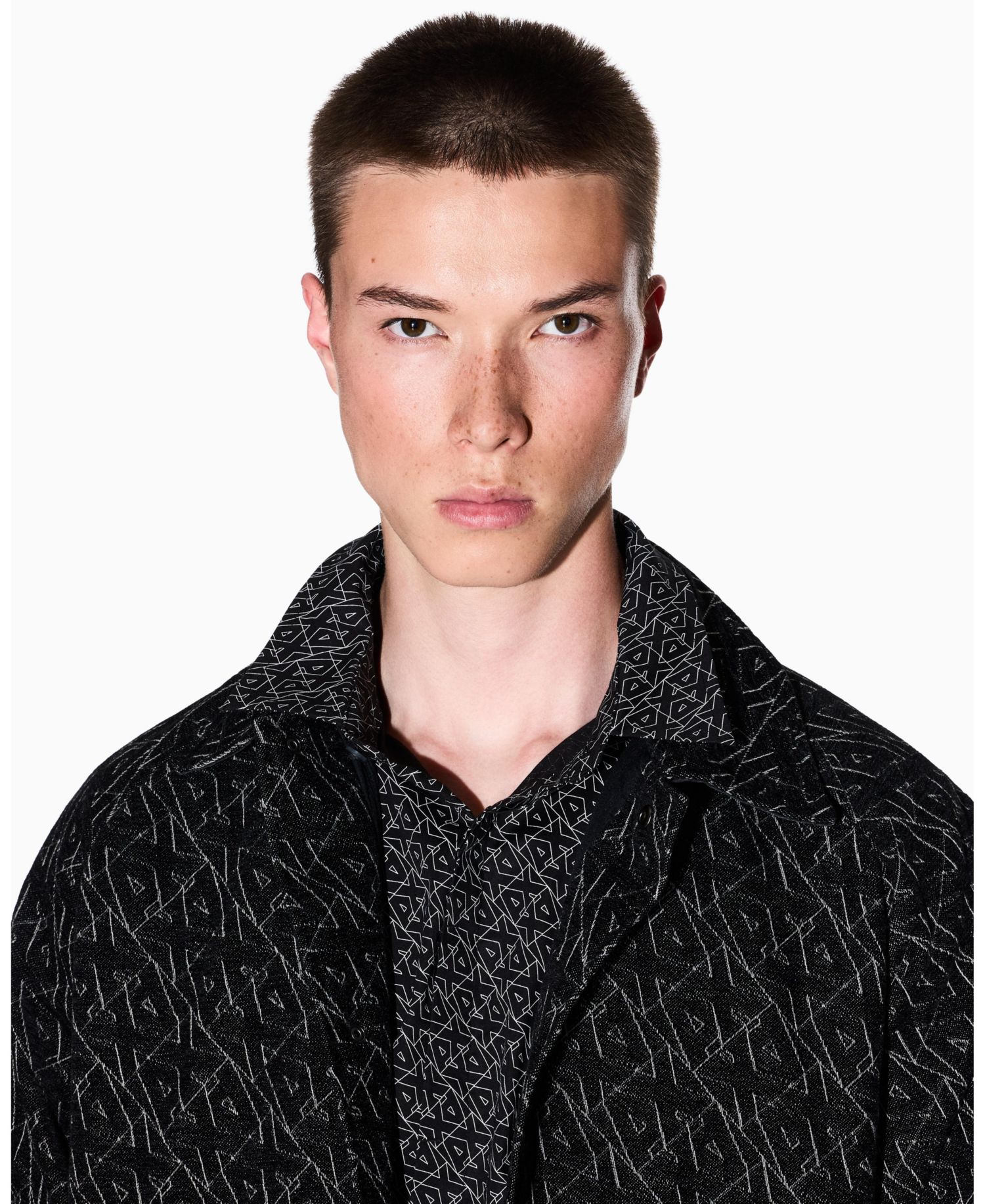 Men's Long Sleeve Poplin Allover Logo Woven Shirt