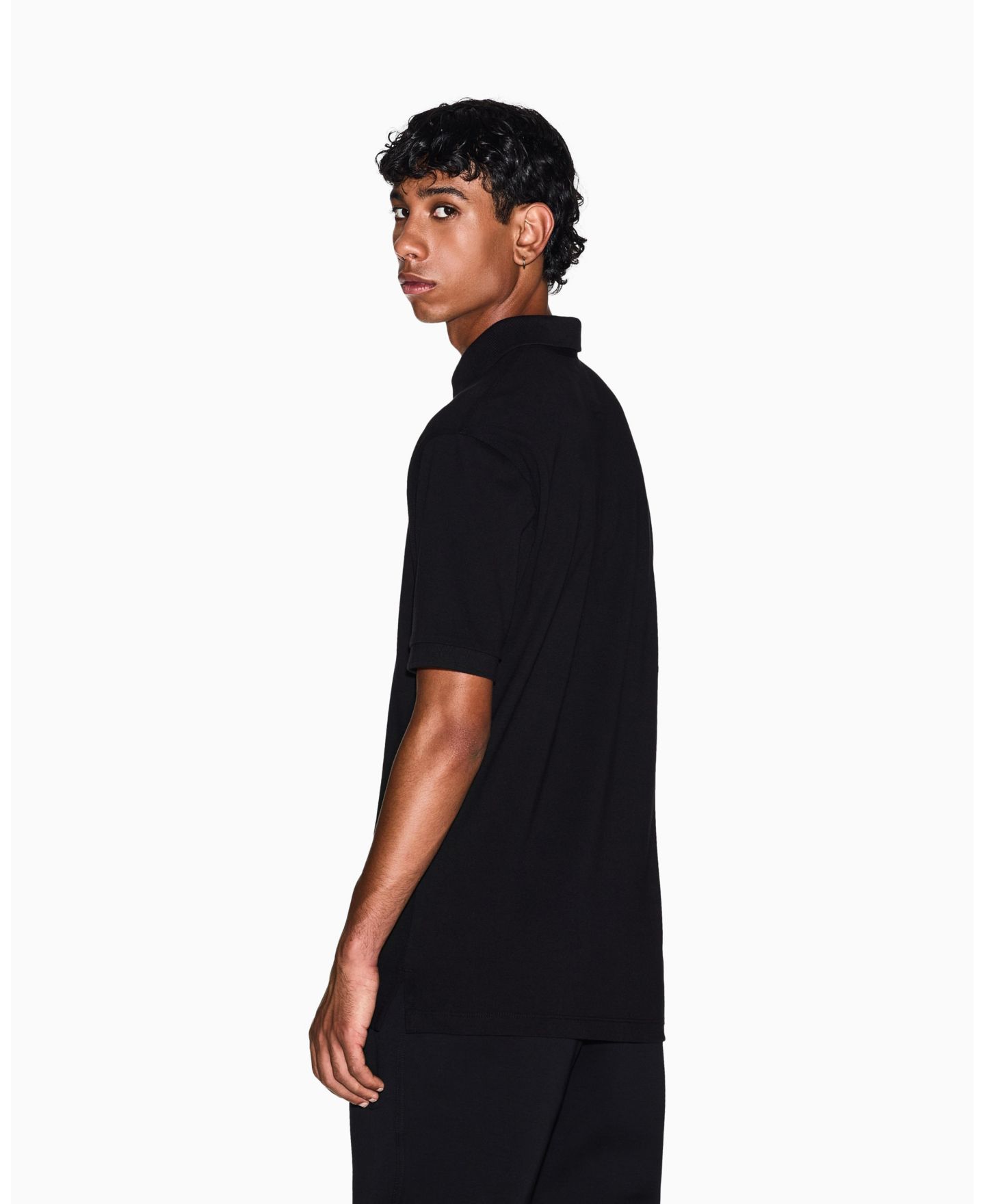 Мужское поло A|X Armani Exchange Icon Logo Pique Polo Shirt, цвет: Чёрный — фото 4