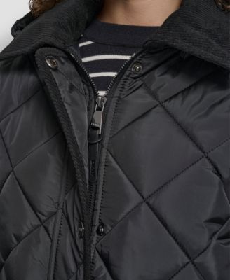 Women's Corduroy Collar Hooded Quilted Coat