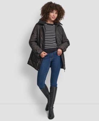 Women's Corduroy Collar Hooded Quilted Coat