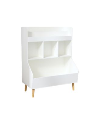 27.5 in. Wide White Kids Multifunctional Bookshelf and Toy Storage with Legs Toy Storage Organizer