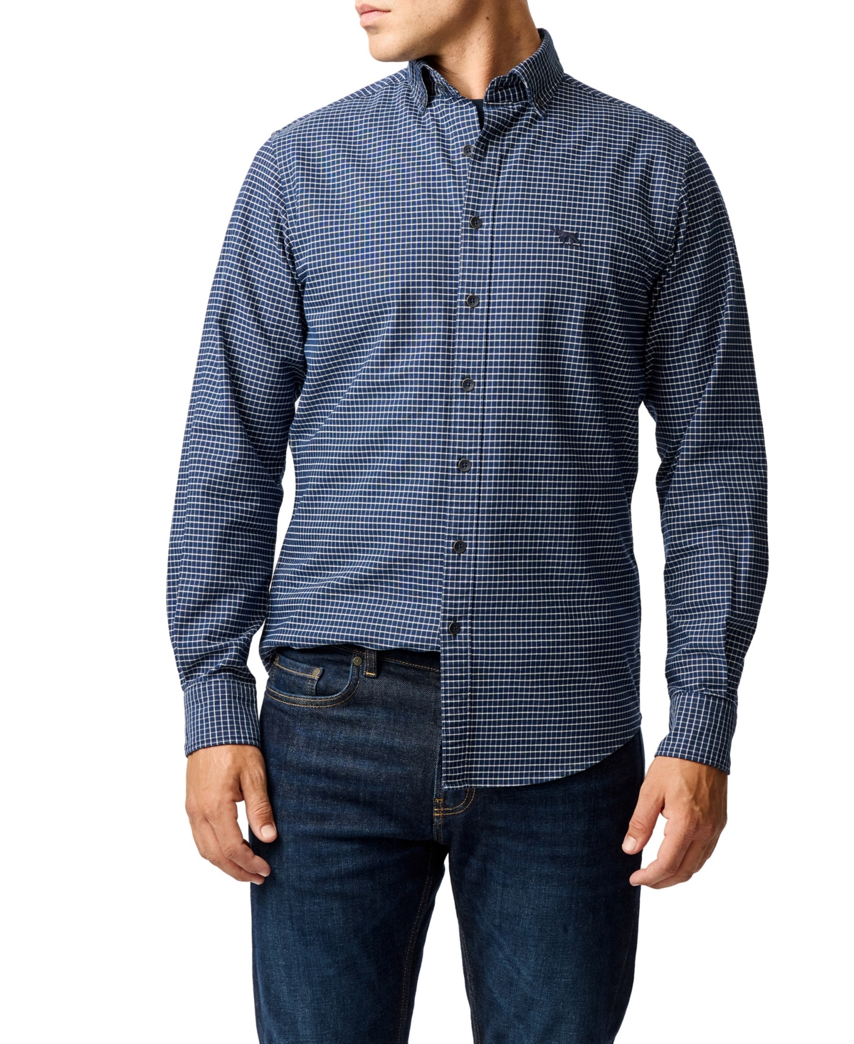Rodd & Gunn Men's Gunn Check Oxford 5 Long Sleeve Sports Fit Shirt In Blue