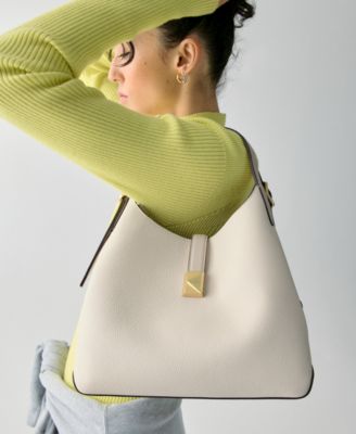 Deco Medium Pebbled Leather Crossbody Tote Bag