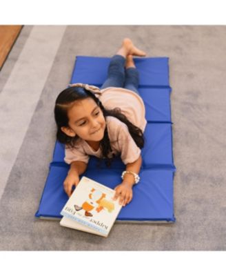 RestZone Everyday Folding Rest Mat, 4-Section, 1in, Blue/Grey, 5-Pack