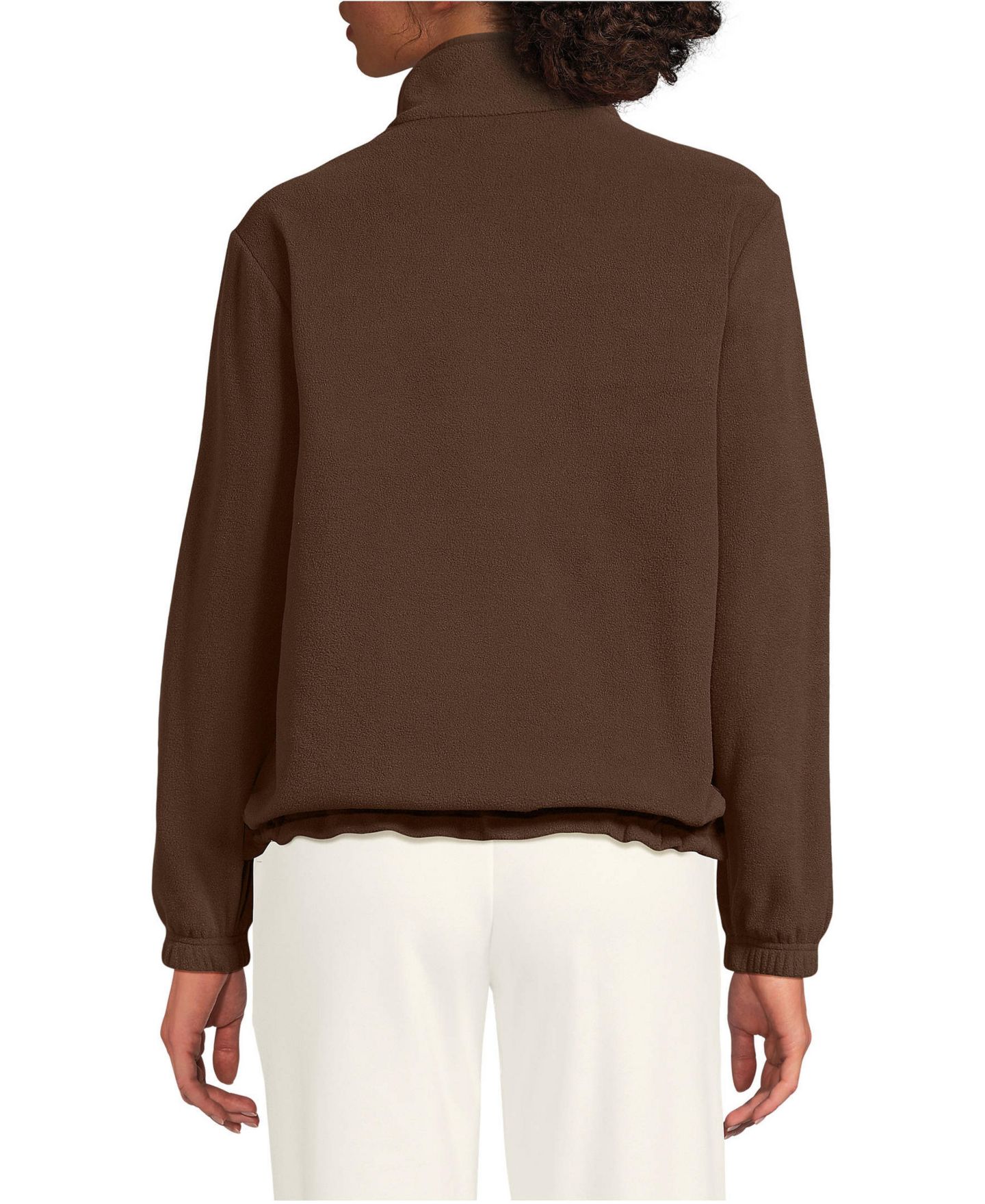 Женский свитер Lands' End Anyweather RainDefense Fleece Quarter Zip Pullover, цвет: Тёмный орех коричневый — фото 2