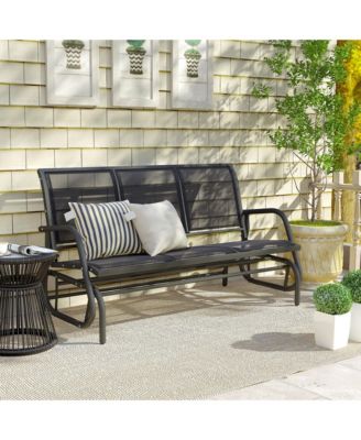 Outdoor Glider Bench for 3 with Breathable Mesh Fabric,