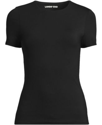 Women's Short Sleeve Tugless Double Layer Crew Neck Knit Top
