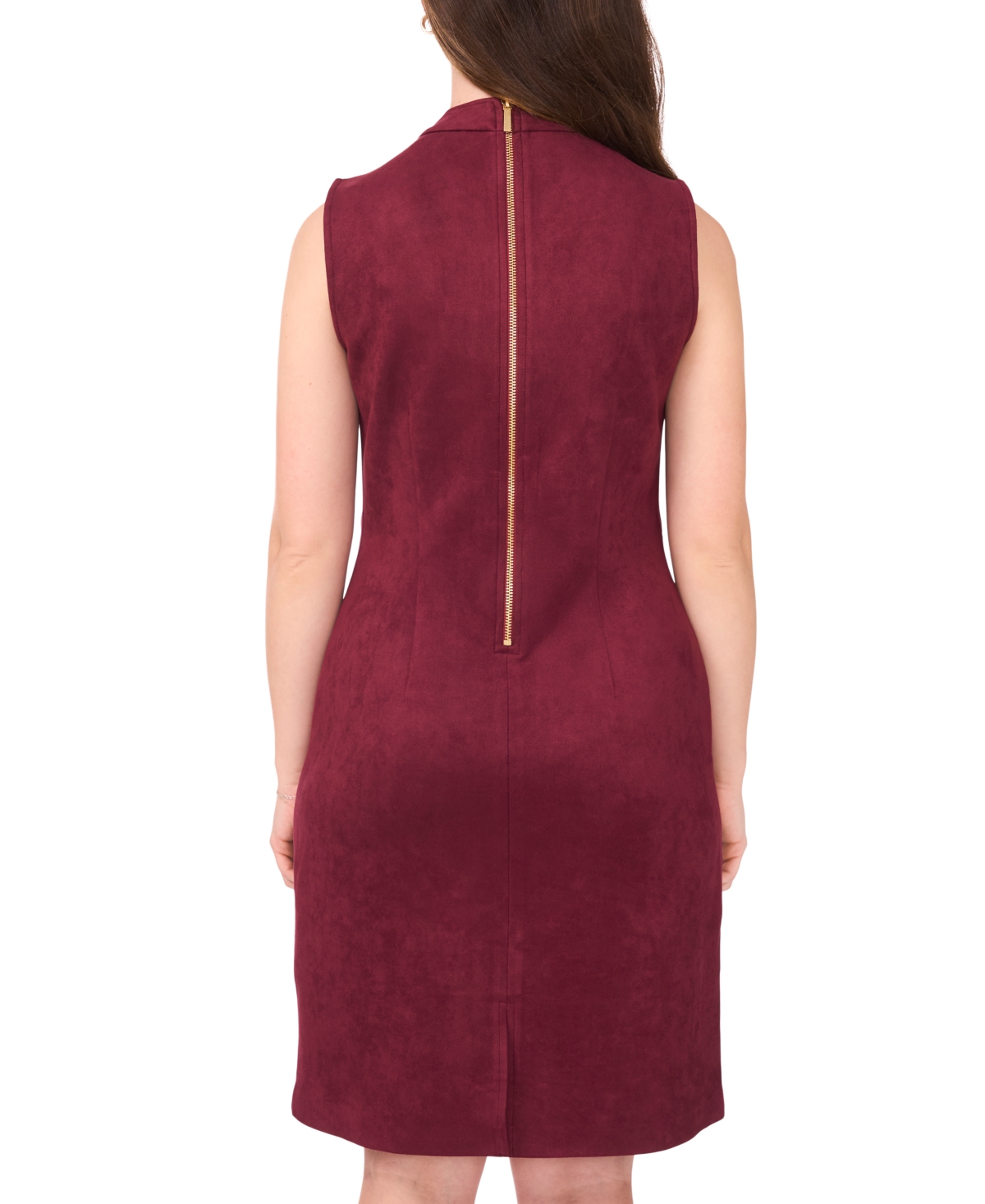 Msk Petite Suede Sleeveless Midi Dress In Burgundy