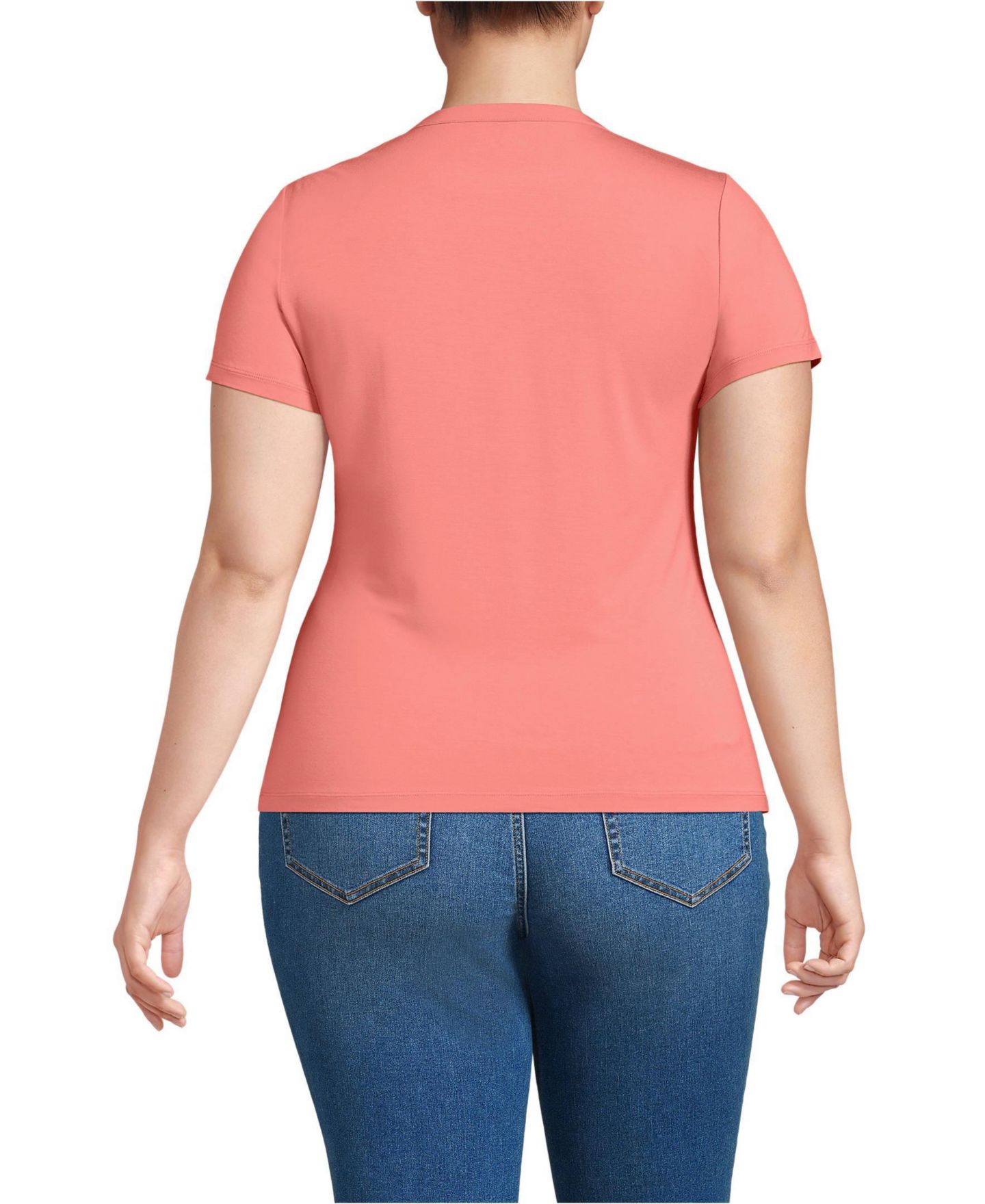 Женская футболка Lands' End Plus Size Short Sleeve Cooling Crew Neck, цвет: Коралловый глиняный — фото 2