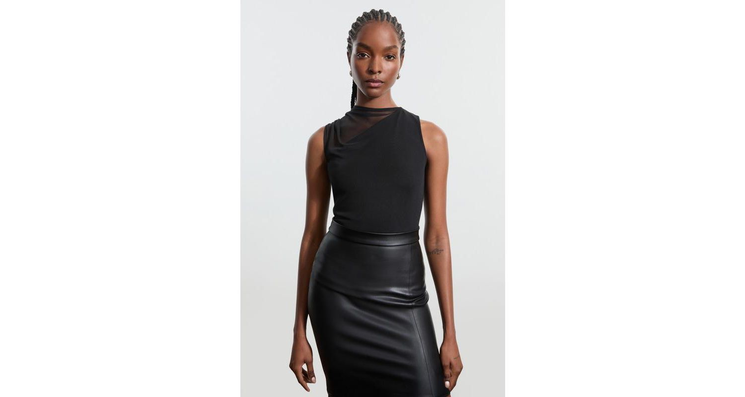 Women's Ludlow One-Shoulder Draped Mesh-Layer Jersey Top