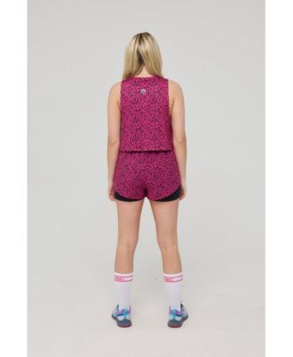 Women's Infinite Cropped Tank Top - Pink Leopard