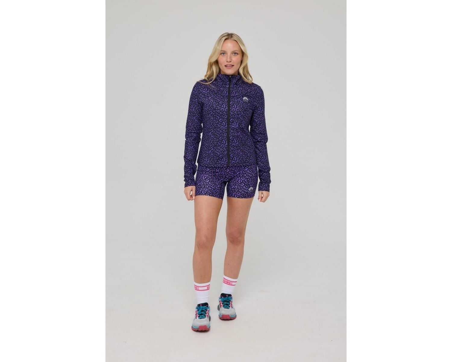 Women's Infinite Cropped Zipped Jacket - Purple Leopard