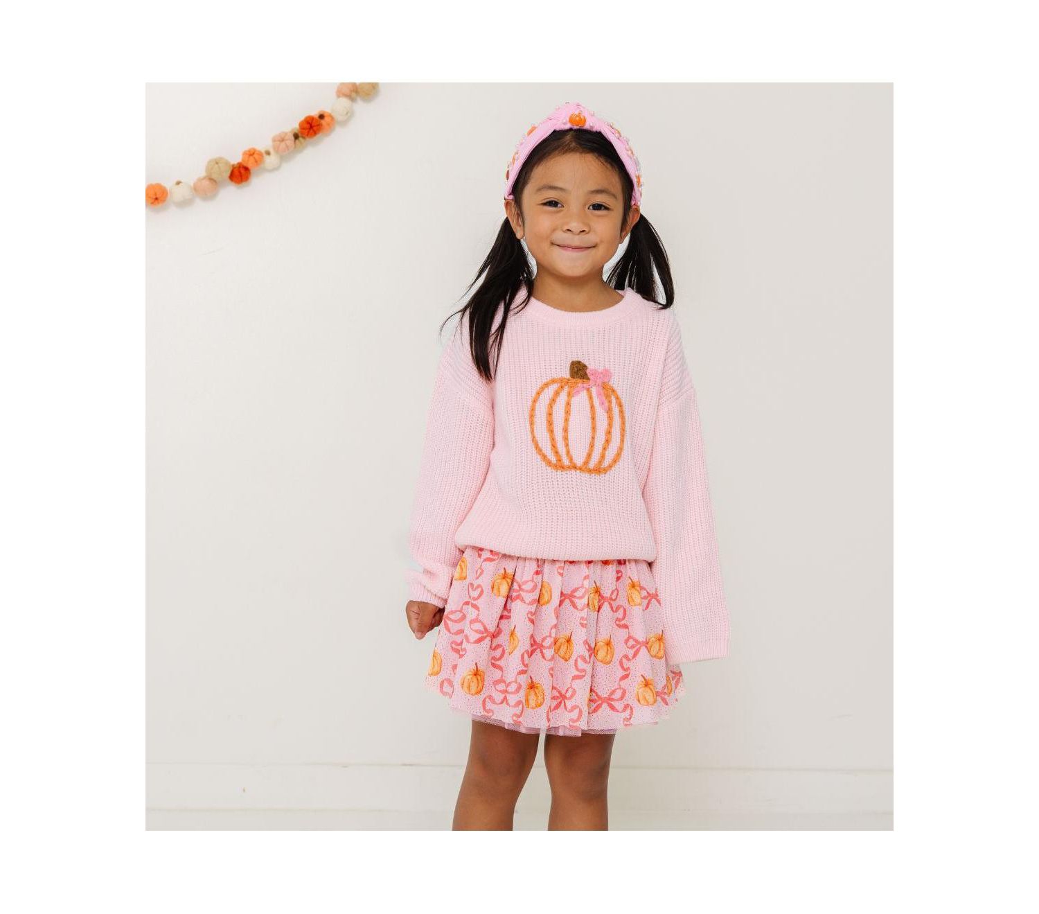 Little and Big Girls Pumpkin Trellis Tutu Skirt