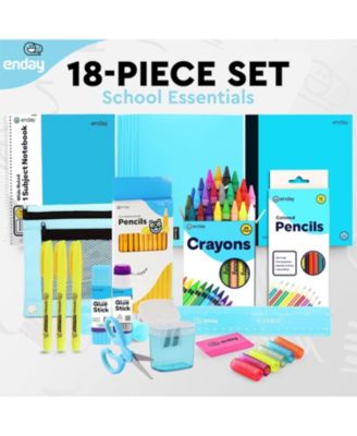 School Supplies Kit for Grades K–5 – 71 Items: Composition Notebook Subject Notebook, Pencils, Folders Colored Pencils, Crayons, Scissors, Glue & More