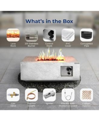 Propane Gas Fire Pit Table - 40,000 BTU Square Gas Firepits with Cover for Outside