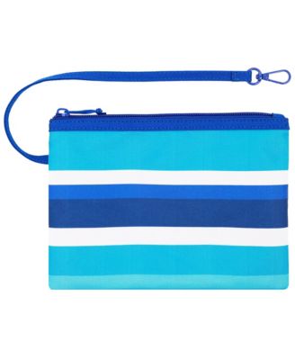 Water-Repellent Tote with Pouch – Ocean Stripe Print