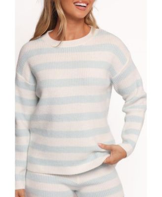 Ciaran Knitted Short Set - Cream Blue