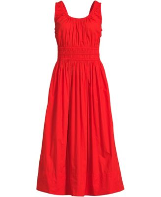 Women's Sleeveless Poplin Smocked Midi Dress